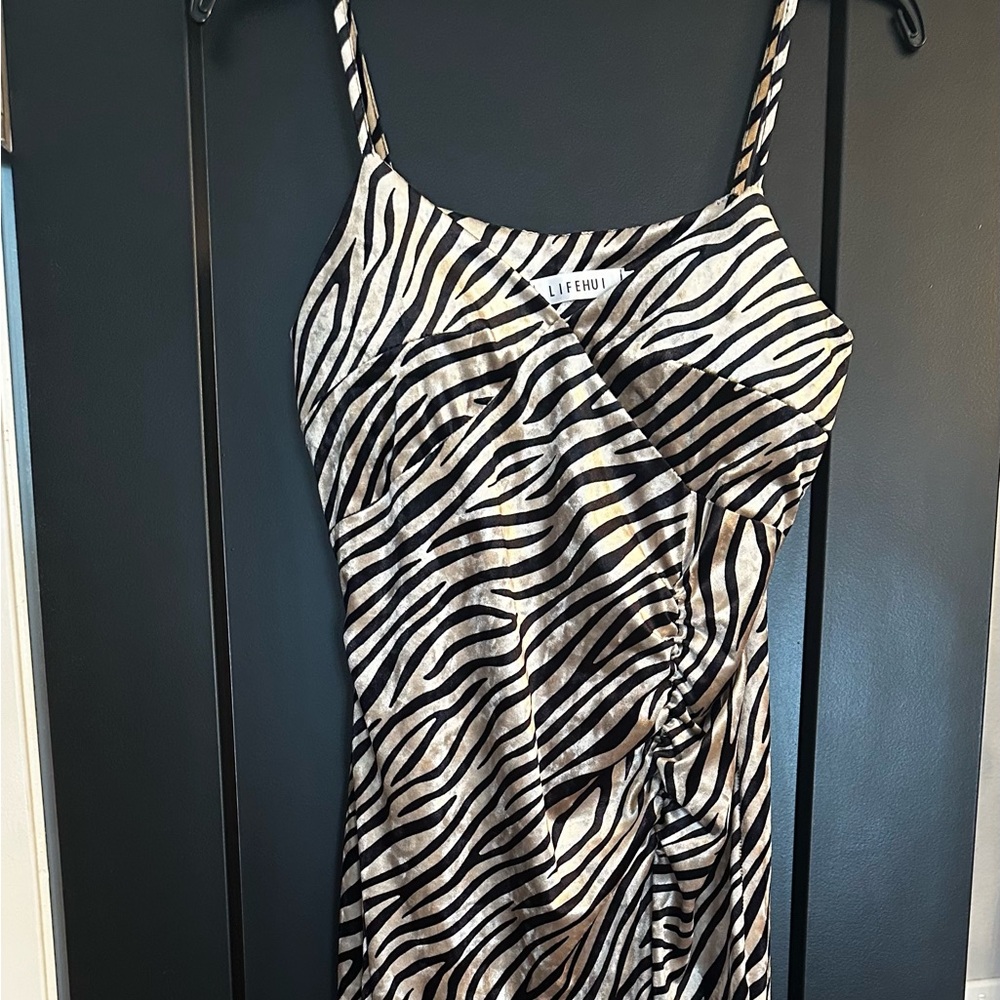 Zebra Print Dress w/ Slit in leg